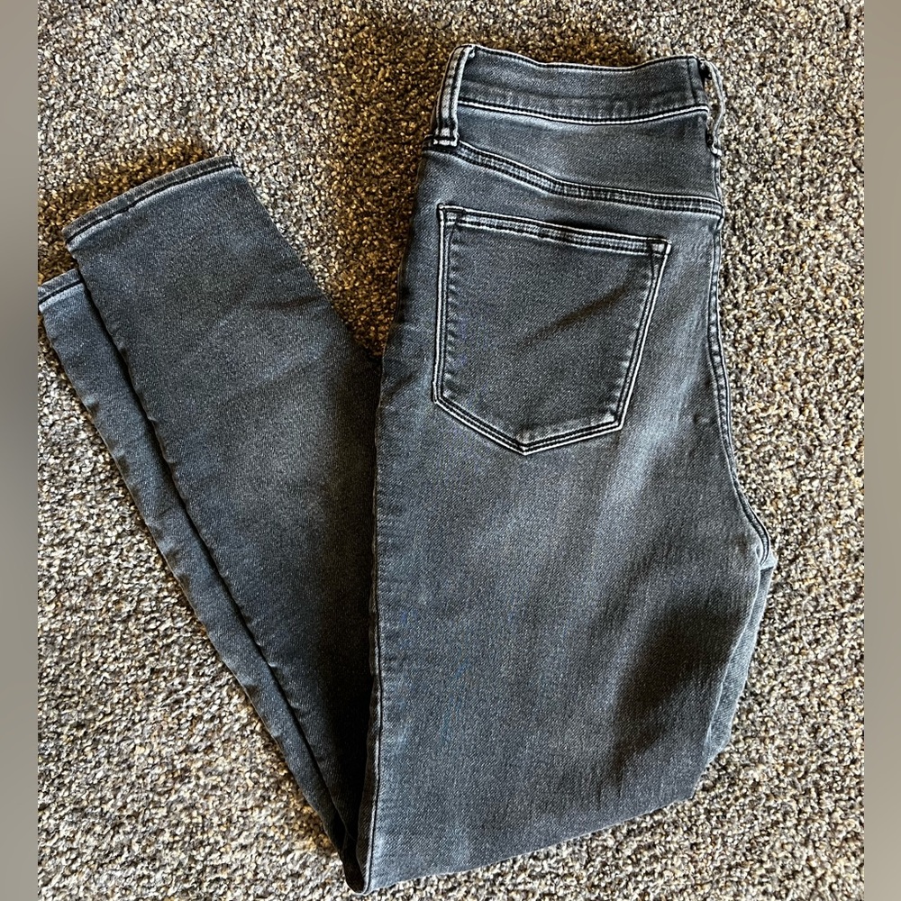 J. Crew 9" high-rise toothpick jean in Charcoal wash
